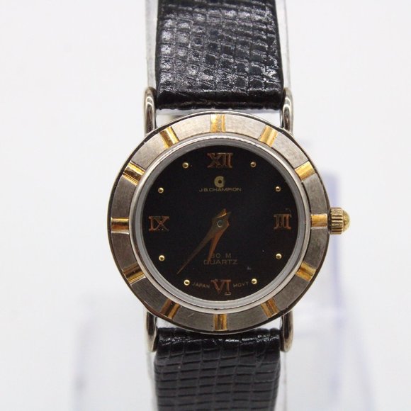 J.B Champion Watch Womens Silver Tone Stainless Steel Classic Black Round Dial - Picture 3 of 8